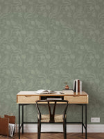 Luxe Floral Vine in Sage Green Wallpaper-Wallpaper-Buy Australian Removable Wallpaper Now Sage Green Wallpaper Peel And Stick Wallpaper Online At Olive et Oriel Custom Made Wallpapers Wall Papers Decorate Your Bedroom Living Room Kids Room or Commercial Interior
