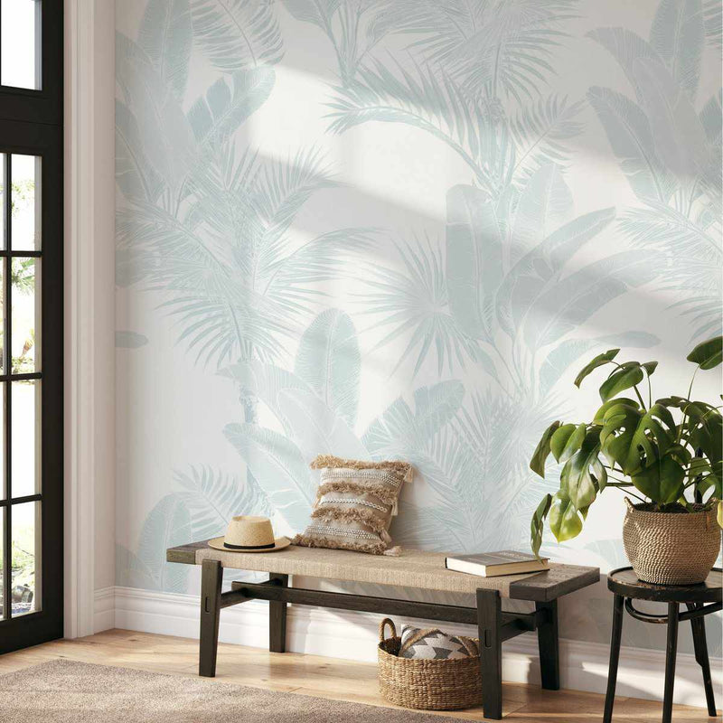 Luxe Tropical in Azure Wallpaper - Olive et Oriel