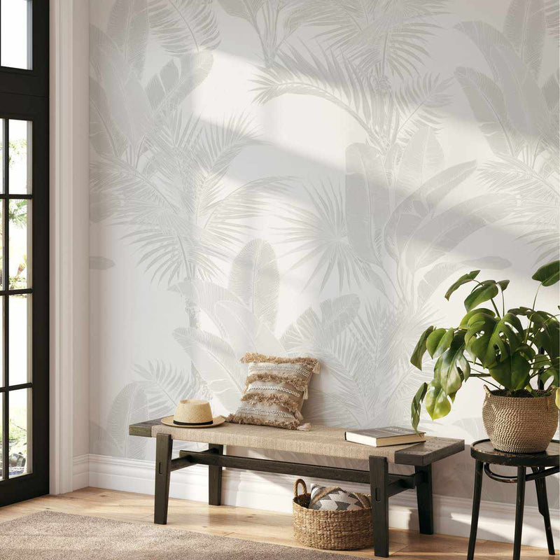 Luxe Tropical in Grey Wallpaper - Olive et Oriel