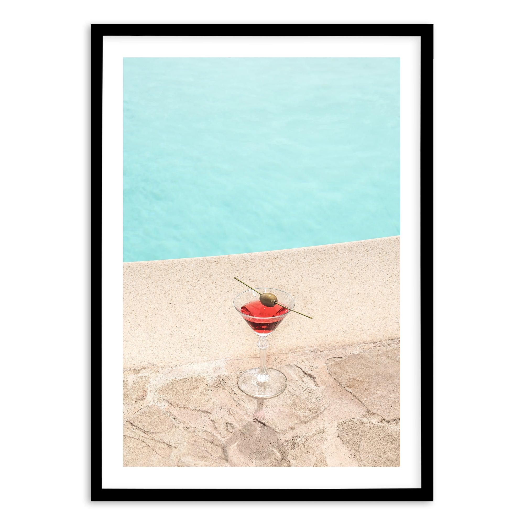 Martini By The Pool Art Print-PRINT-Olive et Oriel-Olive et Oriel-Buy-Australian-Art-Prints-Online-with-Olive-et-Oriel-Your-Artwork-Specialists-Austrailia-Decorate-With-Coastal-Photo-Wall-Art-Prints-From-Our-Beach-House-Artwork-Collection-Fine-Poster-and-Framed-Artwork