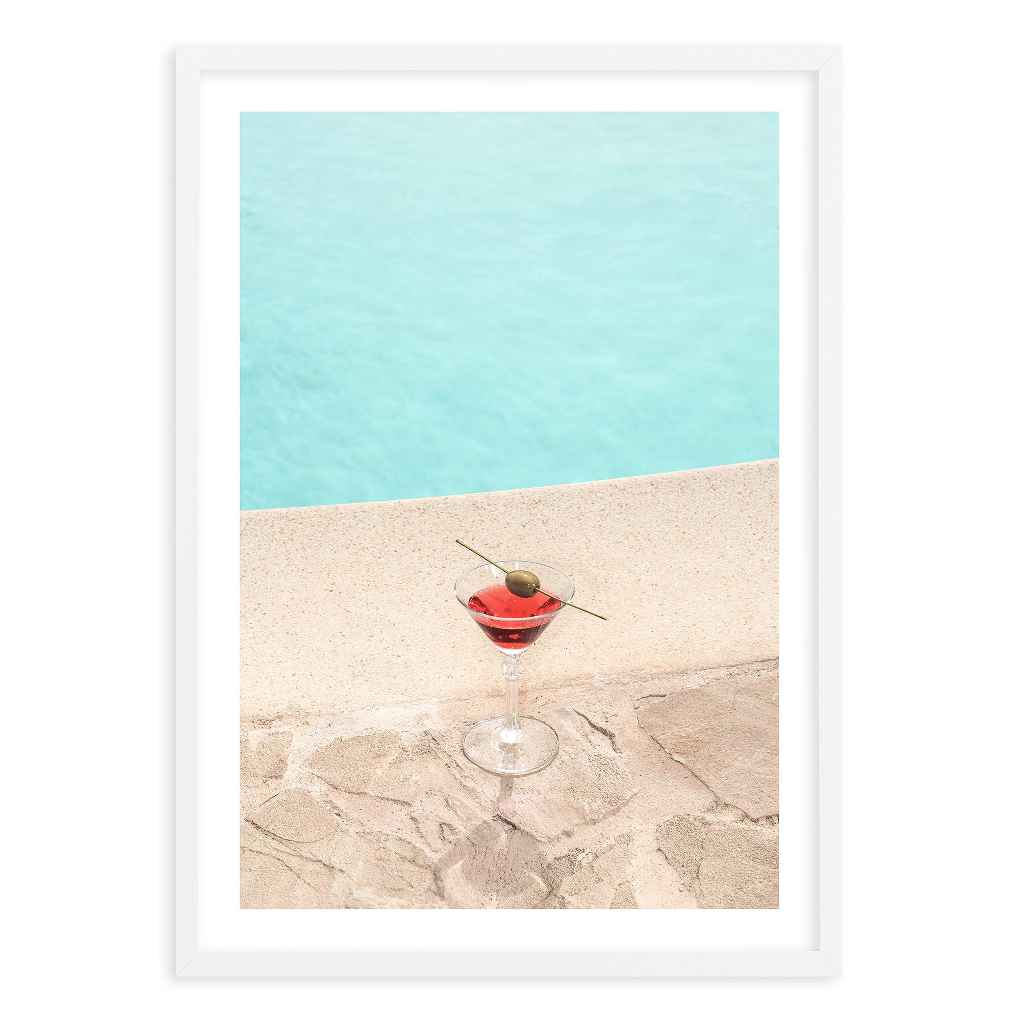 Martini By The Pool Art Print-PRINT-Olive et Oriel-Olive et Oriel-Buy-Australian-Art-Prints-Online-with-Olive-et-Oriel-Your-Artwork-Specialists-Austrailia-Decorate-With-Coastal-Photo-Wall-Art-Prints-From-Our-Beach-House-Artwork-Collection-Fine-Poster-and-Framed-Artwork