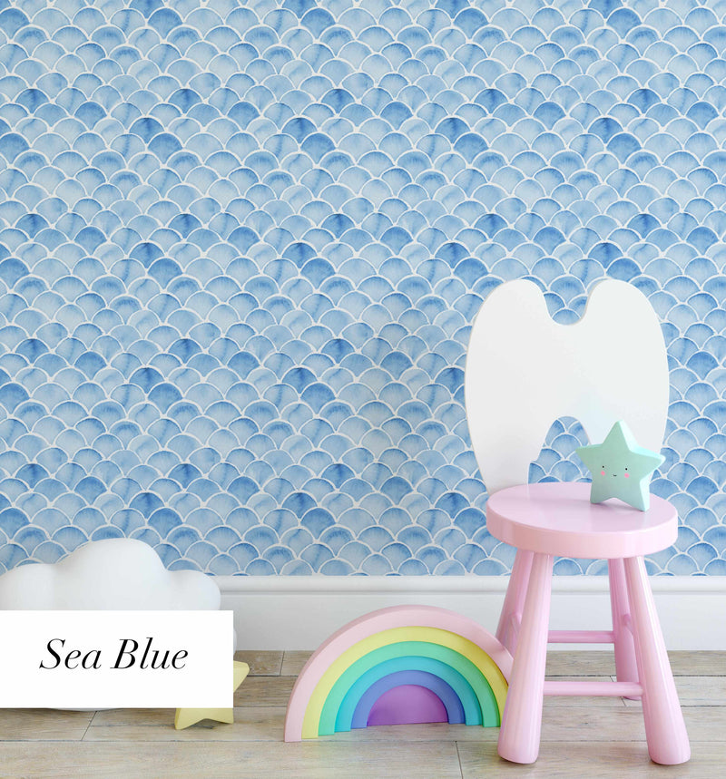 Mermaid Scales Wallpaper | 4 Colour Options-Wallpaper-Buy Kids Removable Wallpaper Online Our Custom Made Children√¢‚Ç¨‚Ñ¢s Wallpapers Are A Fun Way To Decorate And Enhance Boys Bedroom Decor And Girls Bedrooms They Are An Amazing Addition To Your Kids Bedroom Walls Our Collection of Kids Wallpaper Is Sure To Transform Your Kids Rooms Interior Style From Pink Wallpaper To Dinosaur Wallpaper Even Marble Wallpapers For Teen Boys Shop Peel And Stick Wallpaper Online Today With Olive et Oriel