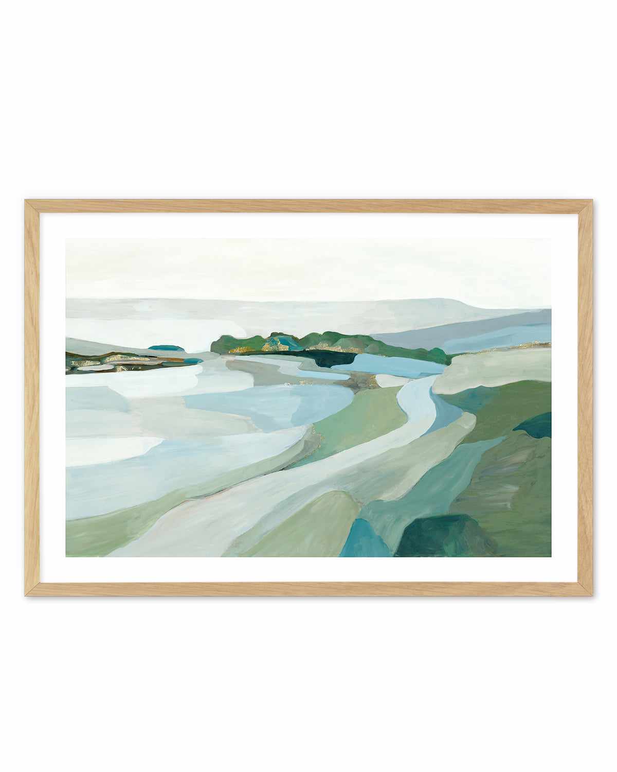 Modern Landscape Art Print-PRINT-Order sage mint green framed abstract painting wall art prints online with Olive et Oriel Australia