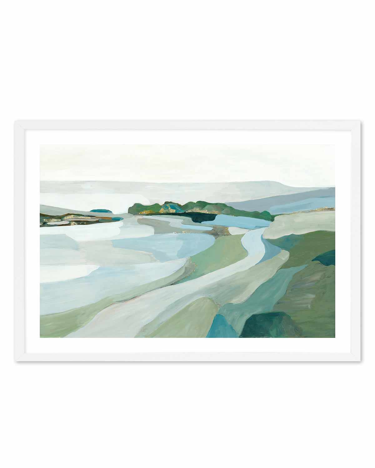 Modern Landscape Art Print-PRINT-Order sage mint green framed abstract painting wall art prints online with Olive et Oriel Australia