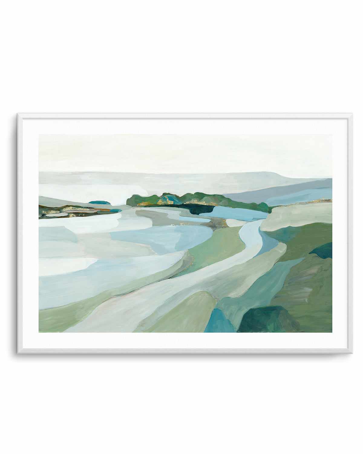 Modern Landscape Art Print-PRINT-Order sage mint green framed abstract painting wall art prints online with Olive et Oriel Australia