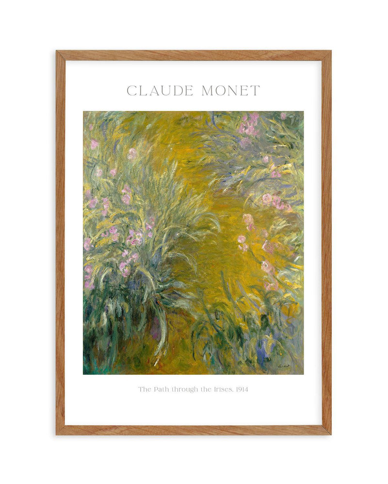 The Path Through the Irises by Claude Monet Art Print-PRINT-Olive et Oriel-Olive et Oriel-50x70 cm | 19.6" x 27.5"-Walnut-With White Border-Buy-Australian-Art-Prints-Online-with-Olive-et-Oriel-Your-Artwork-Specialists-Austrailia-Decorate-With-Coastal-Photo-Wall-Art-Prints-From-Our-Beach-House-Artwork-Collection-Fine-Poster-and-Framed-Artwork