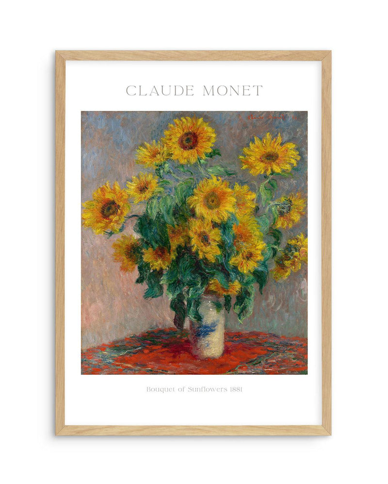 Bouquet of Sunflowers 1881 by Claude Monet Art Print-PRINT-Olive et Oriel-Olive et Oriel-A5 | 5.8" x 8.3" | 14.8 x 21cm-Oak-With White Border-Buy-Australian-Art-Prints-Online-with-Olive-et-Oriel-Your-Artwork-Specialists-Austrailia-Decorate-With-Coastal-Photo-Wall-Art-Prints-From-Our-Beach-House-Artwork-Collection-Fine-Poster-and-Framed-Artwork