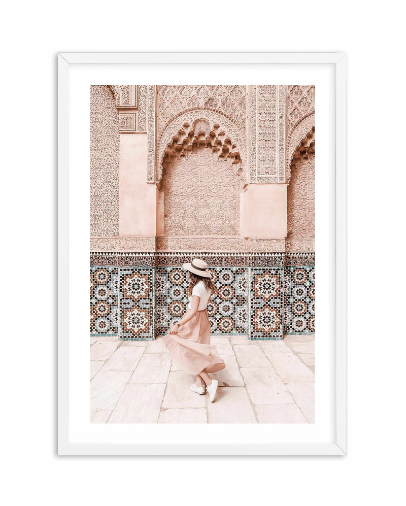 Moroccan Days Art Print-Shop Australian Art Prints Online with Olive et Oriel - Our collection of Moroccan art prints offer unique wall art including moroccan arches and pink morocco doors of marrakech - this collection will add soft feminine colour to your walls and some may say bohemian style. These traditional morocco landscape photography includes desert scenes of palm trees and camel art prints - there is art on canvas and extra large wall art with fast, free shipping across Australia. Upda