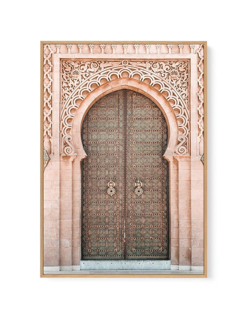 Moroccan Door | Blush | Framed Canvas-Shop Australian Art Prints Online with Olive et Oriel - Our collection of Moroccan art prints offer unique wall art including moroccan arches and pink morocco doors of marrakech - this collection will add soft feminine colour to your walls and some may say bohemian style. These traditional morocco landscape photography includes desert scenes of palm trees and camel art prints - there is art on canvas and extra large wall art with fast, free shipping across A