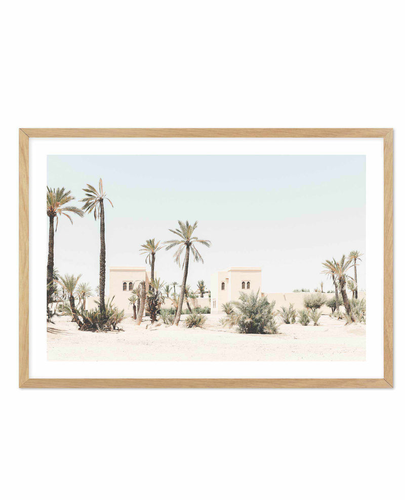 Moroccan Mirage | LS Art Print-Shop Australian Art Prints Online with Olive et Oriel - Our collection of Moroccan art prints offer unique wall art including moroccan arches and pink morocco doors of marrakech - this collection will add soft feminine colour to your walls and some may say bohemian style. These traditional morocco landscape photography includes desert scenes of palm trees and camel art prints - there is art on canvas and extra large wall art with fast, free shipping across Australi