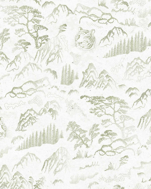 Mountain Tiger in Sage Wallpaper-Wallpaper-Buy Kids Removable Wallpaper Online Our Custom Made Children√¢‚Ç¨‚Ñ¢s Wallpapers Are A Fun Way To Decorate And Enhance Boys Bedroom Decor And Girls Bedrooms They Are An Amazing Addition To Your Kids Bedroom Walls Our Collection of Kids Wallpaper Is Sure To Transform Your Kids Rooms Interior Style From Pink Wallpaper To Dinosaur Wallpaper Even Marble Wallpapers For Teen Boys Shop Peel And Stick Wallpaper Online Today With Olive et Oriel