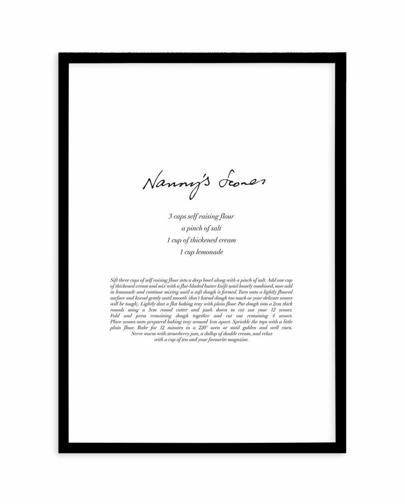Nannys Scones Art Print-PRINT-Olive et Oriel-Olive et Oriel-A3 | 11.7" x 16.5" | 29.7 x 42 cm-Black-With White Border-Buy-Australian-Art-Prints-Online-with-Olive-et-Oriel-Your-Artwork-Specialists-Austrailia-Decorate-With-Coastal-Photo-Wall-Art-Prints-From-Our-Beach-House-Artwork-Collection-Fine-Poster-and-Framed-Artwork