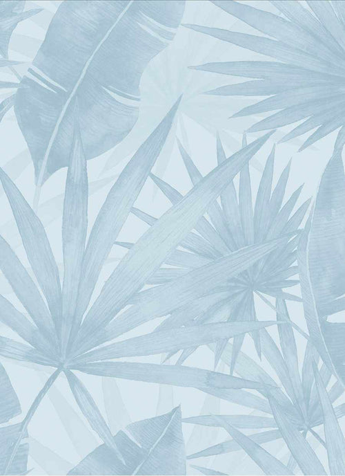 Noosa Palm in Hamptons Blue Wallpaper - Olive et Oriel
