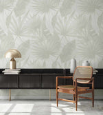 Noosa Palm in Soft Grey Wallpaper - Olive et Oriel