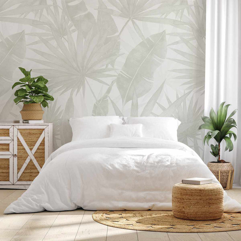 Noosa Palm in Soft Grey Wallpaper - Olive et Oriel