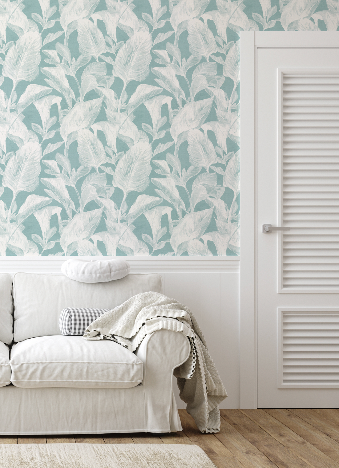 Oasis Palm Teal Blue Wallpaper