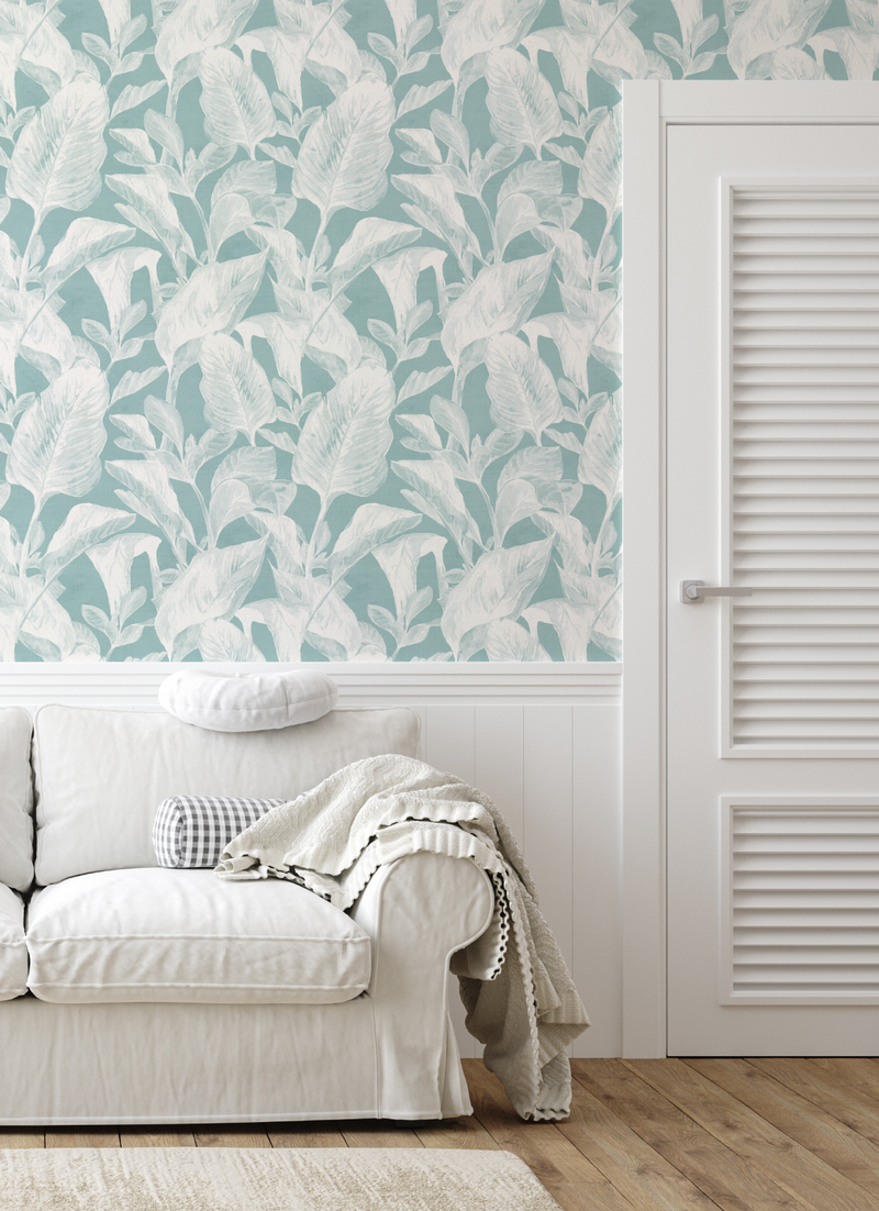 Oasis Palm Teal Blue Australian Made Wallpaper Online. – Olive et Oriel