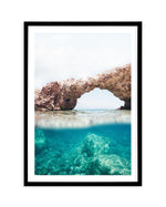 Ocean Arches Art Print-Shop Greece Wall Art Prints Online with Olive et Oriel - Our collection of Greek Islands art prints offer unique wall art including blue domes of Santorini in Oia, mediterranean sea prints and incredible posters from Milos and other Greece landscape photography - this collection will add mediterranean blue to your home, perfect for updating the walls in coastal, beach house style. There is Greece art on canvas and extra large wall art with fast, free shipping across Austra