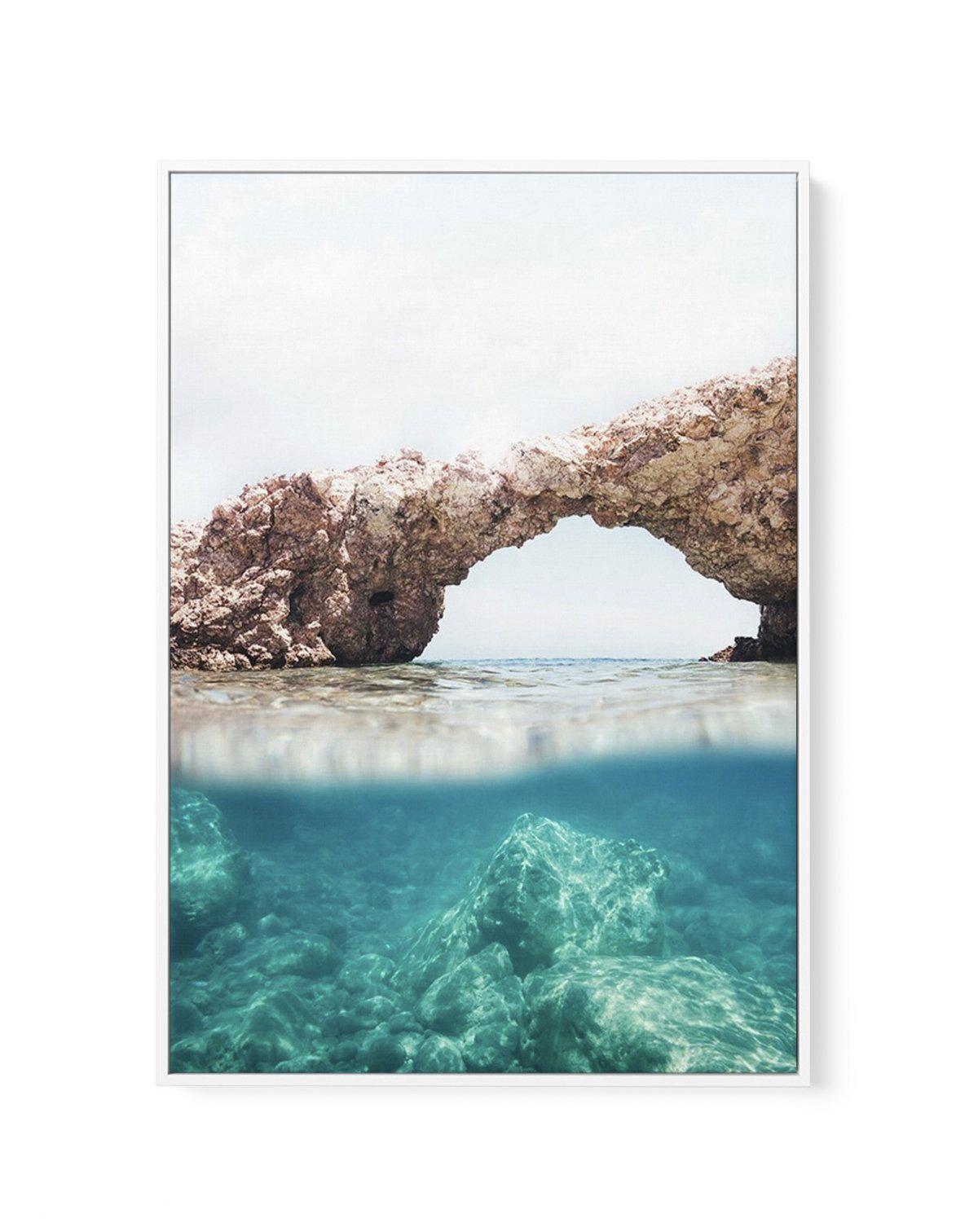 Ocean Arches | Framed Canvas-Shop Greece Wall Art Prints Online with Olive et Oriel - Our collection of Greek Islands art prints offer unique wall art including blue domes of Santorini in Oia, mediterranean sea prints and incredible posters from Milos and other Greece landscape photography - this collection will add mediterranean blue to your home, perfect for updating the walls in coastal, beach house style. There is Greece art on canvas and extra large wall art with fast, free shipping across 