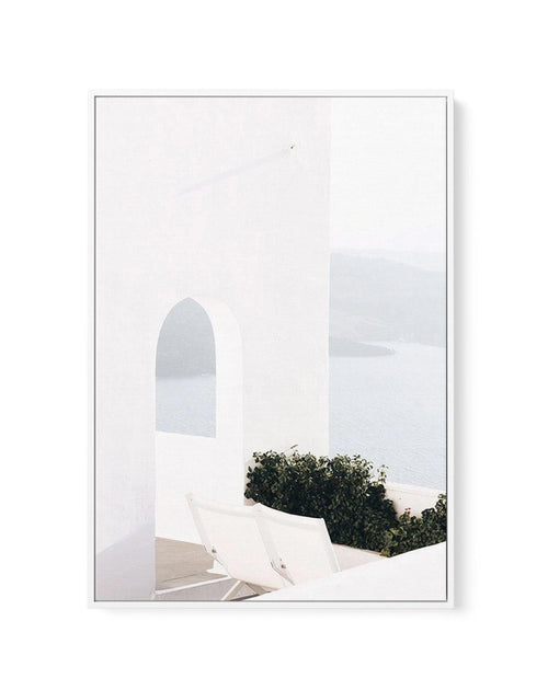 Ocean View II | Santorini | Framed Canvas-Shop Greece Wall Art Prints Online with Olive et Oriel - Our collection of Greek Islands art prints offer unique wall art including blue domes of Santorini in Oia, mediterranean sea prints and incredible posters from Milos and other Greece landscape photography - this collection will add mediterranean blue to your home, perfect for updating the walls in coastal, beach house style. There is Greece art on canvas and extra large wall art with fast, free shi