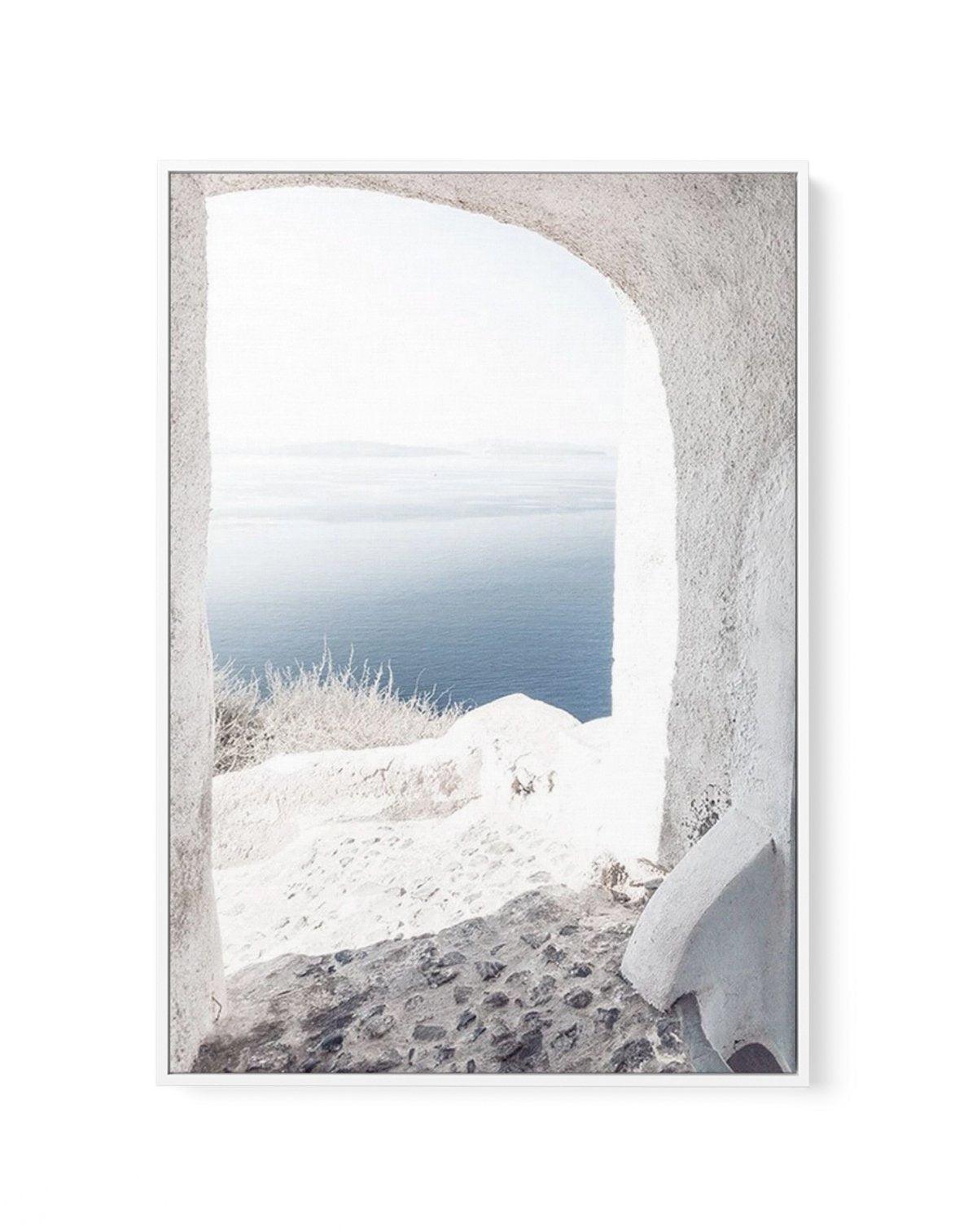 Ocean View | Santorini | Framed Canvas-Shop Greece Wall Art Prints Online with Olive et Oriel - Our collection of Greek Islands art prints offer unique wall art including blue domes of Santorini in Oia, mediterranean sea prints and incredible posters from Milos and other Greece landscape photography - this collection will add mediterranean blue to your home, perfect for updating the walls in coastal, beach house style. There is Greece art on canvas and extra large wall art with fast, free shippi