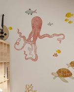 Octopus & Ocean Friends Decal Set-Decals-Olive et Oriel-Decorate your kids bedroom wall decor with removable wall decals, these fabric kids decals are a great way to add colour and update your children's bedroom. Available as girls wall decals or boys wall decals, there are also nursery decals.
