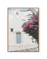Old Mykonos Church | Framed Canvas-Shop Greece Wall Art Prints Online with Olive et Oriel - Our collection of Greek Islands art prints offer unique wall art including blue domes of Santorini in Oia, mediterranean sea prints and incredible posters from Milos and other Greece landscape photography - this collection will add mediterranean blue to your home, perfect for updating the walls in coastal, beach house style. There is Greece art on canvas and extra large wall art with fast, free shipping a