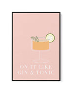On It Like Gin & Tonic | Pink | Framed Canvas-CANVAS-You can shop wall art online with Olive et Oriel for everything from abstract art to fun kids wall art. Our beautiful modern art prints and canvas art are available from large canvas prints to wall art paintings and our proudly Australian artwork collection offers only the highest quality framed large wall art and canvas art Australia - You can buy fashion photography prints or Hampton print posters and paintings on canvas from Olive et Oriel 