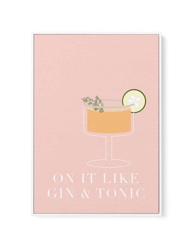 On It Like Gin & Tonic | Pink | Framed Canvas-CANVAS-You can shop wall art online with Olive et Oriel for everything from abstract art to fun kids wall art. Our beautiful modern art prints and canvas art are available from large canvas prints to wall art paintings and our proudly Australian artwork collection offers only the highest quality framed large wall art and canvas art Australia - You can buy fashion photography prints or Hampton print posters and paintings on canvas from Olive et Oriel 