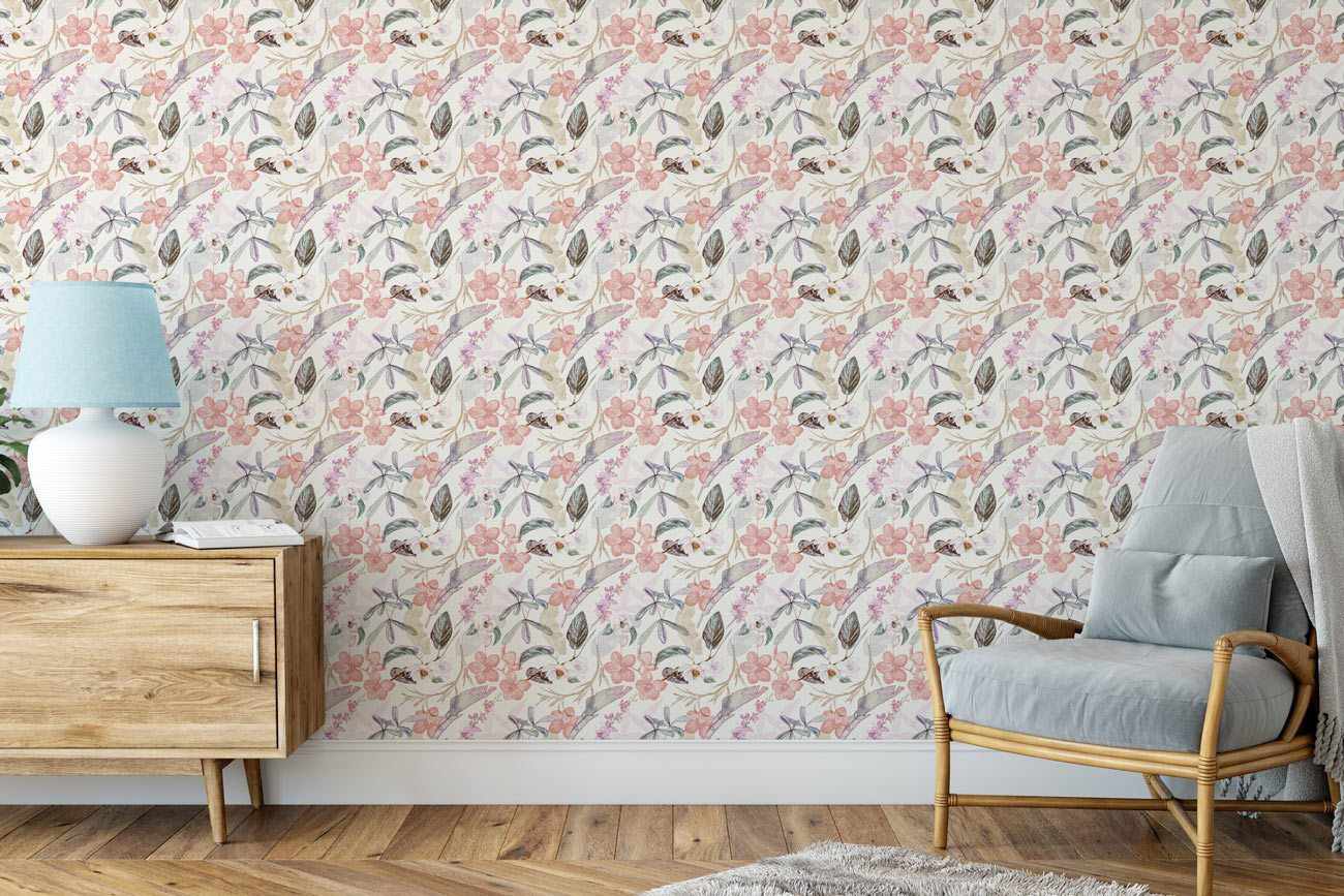 SHOP Vintage Flower Girls Bed Nursery Peel & Stick Removable Wallpaper ...