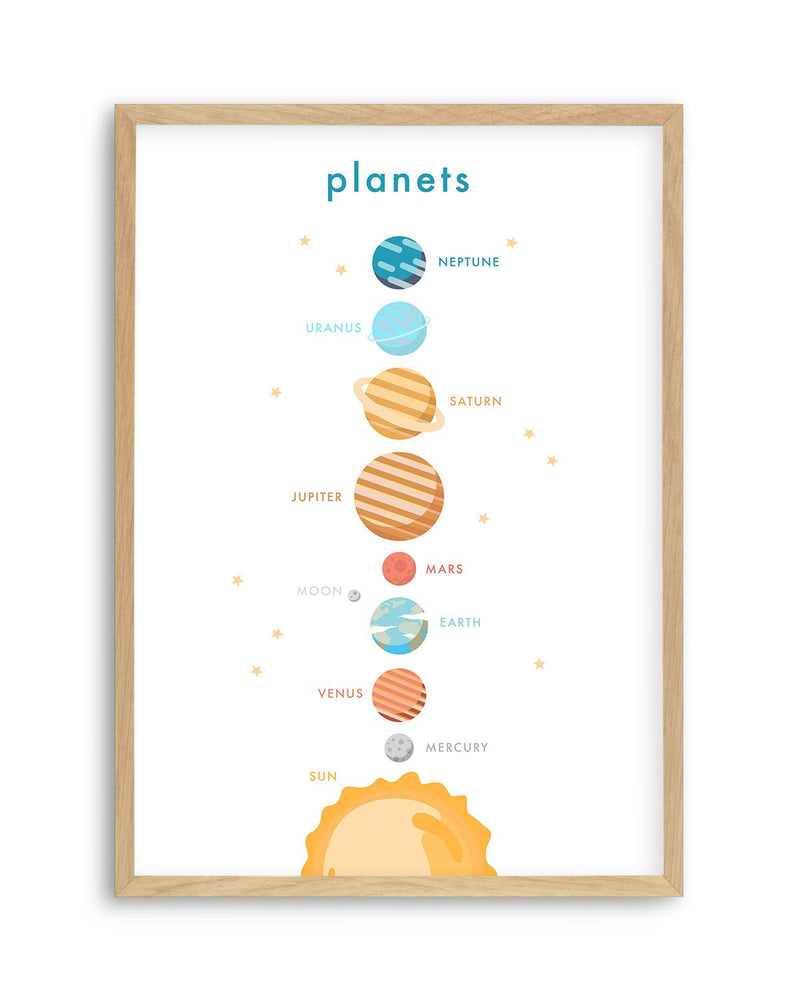 Outer Space | Planets Art Print-PRINT-Olive et Oriel-Olive et Oriel-A5 | 5.8" x 8.3" | 14.8 x 21cm-Oak-With White Border-Buy-Australian-Art-Prints-Online-with-Olive-et-Oriel-Your-Artwork-Specialists-Austrailia-Decorate-With-Coastal-Photo-Wall-Art-Prints-From-Our-Beach-House-Artwork-Collection-Fine-Poster-and-Framed-Artwork