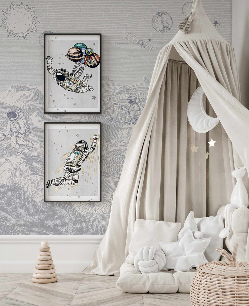 Outer Space Vintage Wallpaper Mural