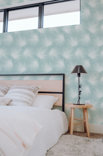 Palm Cove Light Teal Blue Wallpaper from Olive et Oriel where you can shop wallpaper and artworks online