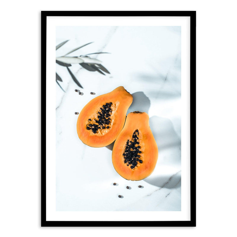 Papaya on Marble Art Print-PRINT-Olive et Oriel-Olive et Oriel-A5 | 5.8" x 8.3" | 14.8 x 21cm-Black-With White Border-Buy-Australian-Art-Prints-Online-with-Olive-et-Oriel-Your-Artwork-Specialists-Austrailia-Decorate-With-Coastal-Photo-Wall-Art-Prints-From-Our-Beach-House-Artwork-Collection-Fine-Poster-and-Framed-Artwork