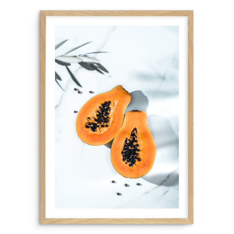 Papaya on Marble Art Print-PRINT-Olive et Oriel-Olive et Oriel-A5 | 5.8" x 8.3" | 14.8 x 21cm-Oak-With White Border-Buy-Australian-Art-Prints-Online-with-Olive-et-Oriel-Your-Artwork-Specialists-Austrailia-Decorate-With-Coastal-Photo-Wall-Art-Prints-From-Our-Beach-House-Artwork-Collection-Fine-Poster-and-Framed-Artwork