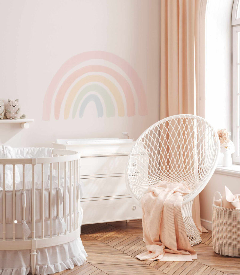 Pastel Rainbow Peel & Stick Decal-Decals-Olive et Oriel-Decorate your kids bedroom wall decor with removable wall decals, these fabric kids decals are a great way to add colour and update your children's bedroom. Available as girls wall decals or boys wall decals, there are also nursery decals.