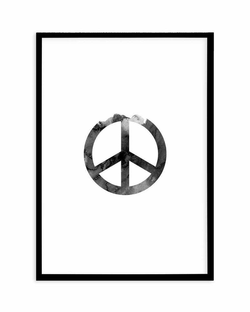 Peace Sign | Black Watercolour Art Print-PRINT-Olive et Oriel-Olive et Oriel-A4 | 8.3" x 11.7" | 21 x 29.7cm-Black-With White Border-Buy-Australian-Art-Prints-Online-with-Olive-et-Oriel-Your-Artwork-Specialists-Austrailia-Decorate-With-Coastal-Photo-Wall-Art-Prints-From-Our-Beach-House-Artwork-Collection-Fine-Poster-and-Framed-Artwork