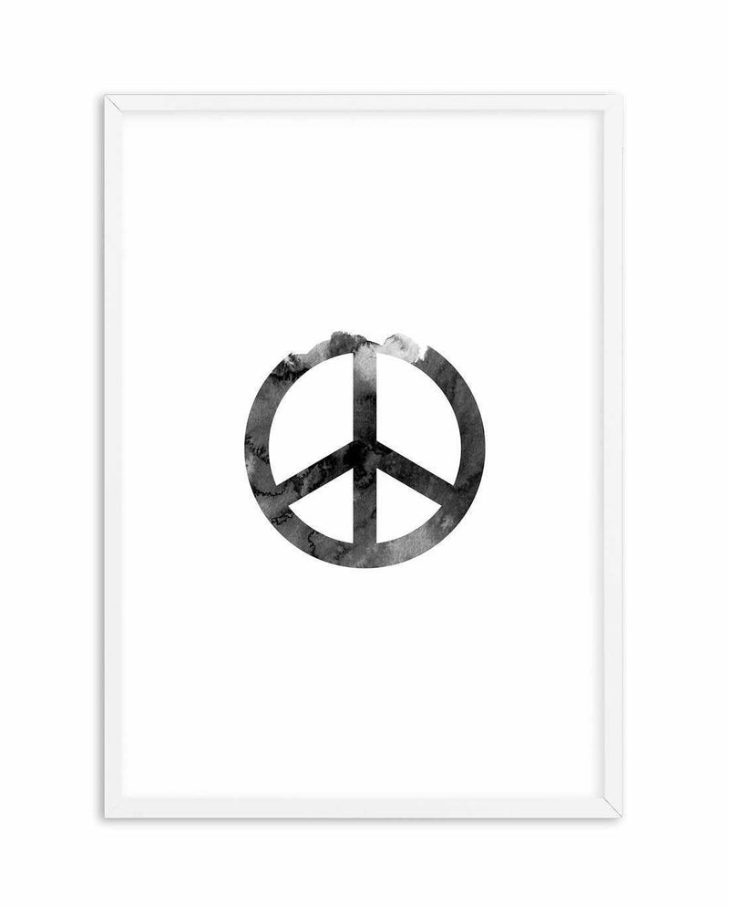 Peace Sign | Black Watercolour Art Print-PRINT-Olive et Oriel-Olive et Oriel-A4 | 8.3" x 11.7" | 21 x 29.7cm-White-With White Border-Buy-Australian-Art-Prints-Online-with-Olive-et-Oriel-Your-Artwork-Specialists-Austrailia-Decorate-With-Coastal-Photo-Wall-Art-Prints-From-Our-Beach-House-Artwork-Collection-Fine-Poster-and-Framed-Artwork
