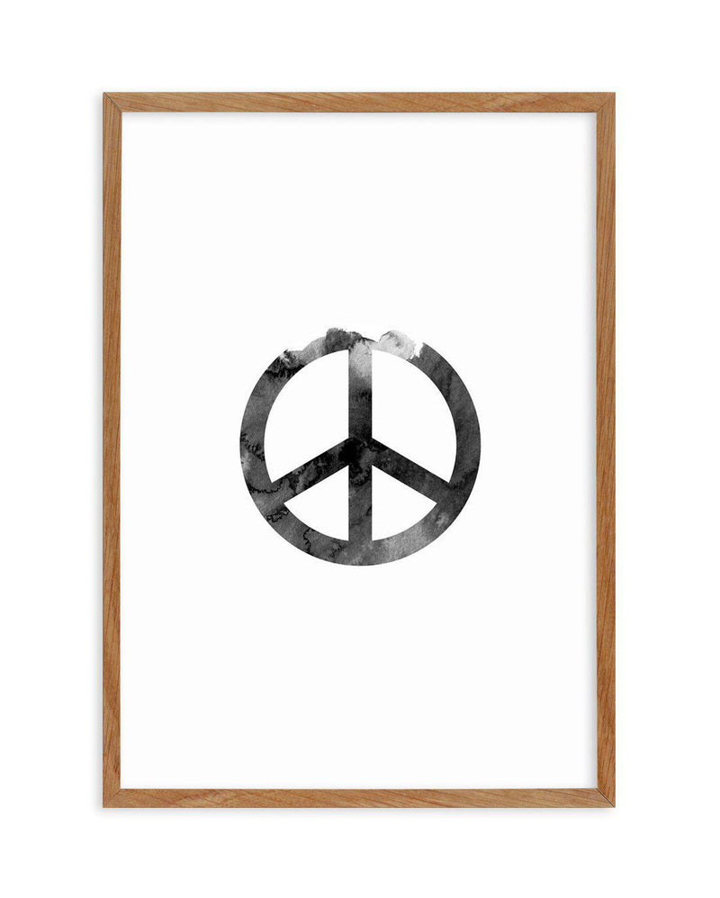 Peace Sign | Black Watercolour Art Print-PRINT-Olive et Oriel-Olive et Oriel-50x70 cm | 19.6" x 27.5"-Walnut-With White Border-Buy-Australian-Art-Prints-Online-with-Olive-et-Oriel-Your-Artwork-Specialists-Austrailia-Decorate-With-Coastal-Photo-Wall-Art-Prints-From-Our-Beach-House-Artwork-Collection-Fine-Poster-and-Framed-Artwork