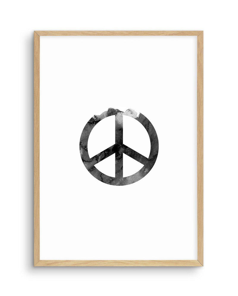 Peace Sign | Black Watercolour Art Print-PRINT-Olive et Oriel-Olive et Oriel-A4 | 8.3" x 11.7" | 21 x 29.7cm-Oak-With White Border-Buy-Australian-Art-Prints-Online-with-Olive-et-Oriel-Your-Artwork-Specialists-Austrailia-Decorate-With-Coastal-Photo-Wall-Art-Prints-From-Our-Beach-House-Artwork-Collection-Fine-Poster-and-Framed-Artwork