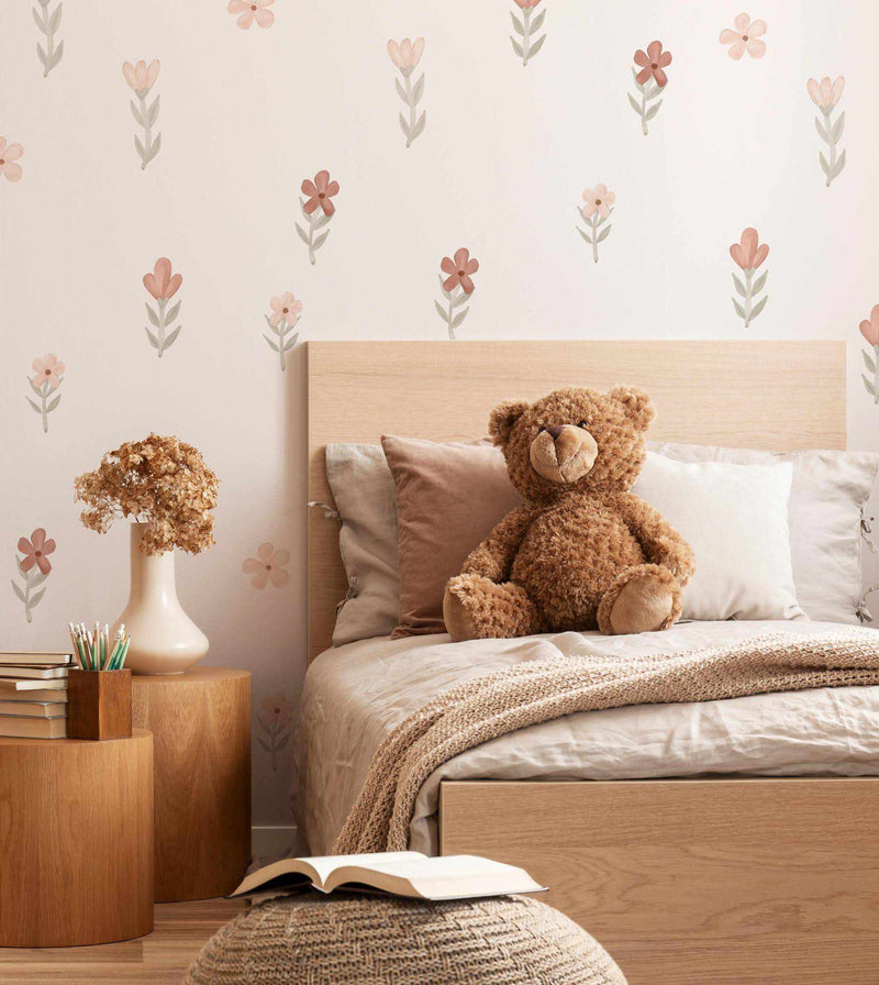 Petite Watercolour Flowers Decal Set-Decals-Olive et Oriel-Decorate your kids bedroom wall decor with removable wall decals, these fabric kids decals are a great way to add colour and update your children's bedroom. Available as girls wall decals or boys wall decals, there are also nursery decals.