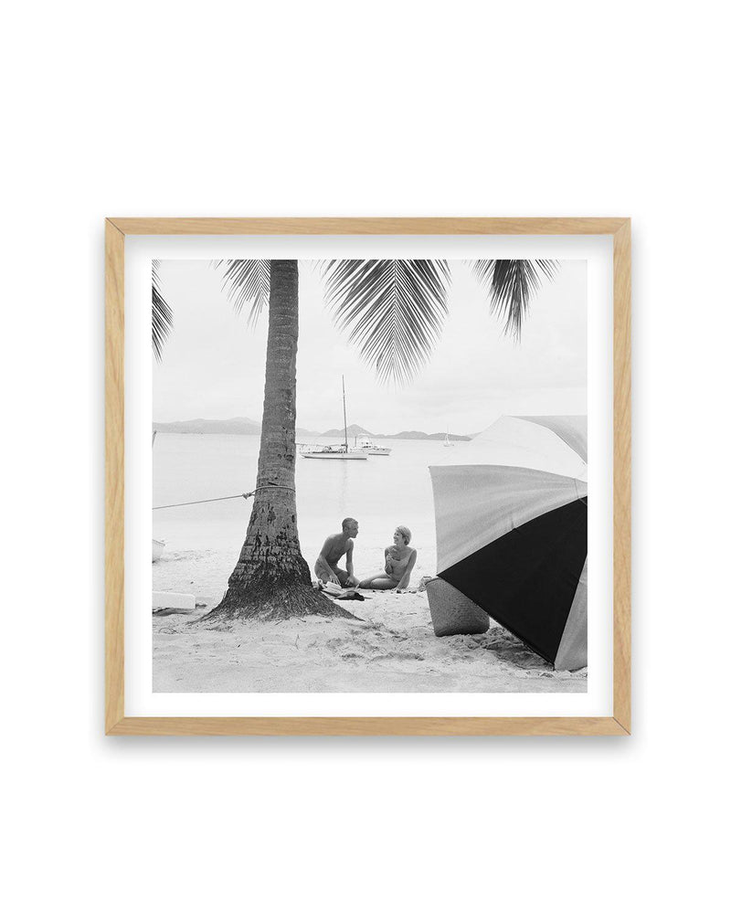 Picnic Under The Palms | Tom Kelley Archive Art Print-Print-Olive et Oriel-Olive et Oriel-70x70 cm | 27.5" x 27.5"-Oak-With White Border-Buy-Australian-Art-Prints-Online-with-Olive-et-Oriel-Your-Artwork-Specialists-Austrailia-Decorate-With-Coastal-Photo-Wall-Art-Prints-From-Our-Beach-House-Artwork-Collection-Fine-Poster-and-Framed-Artwork