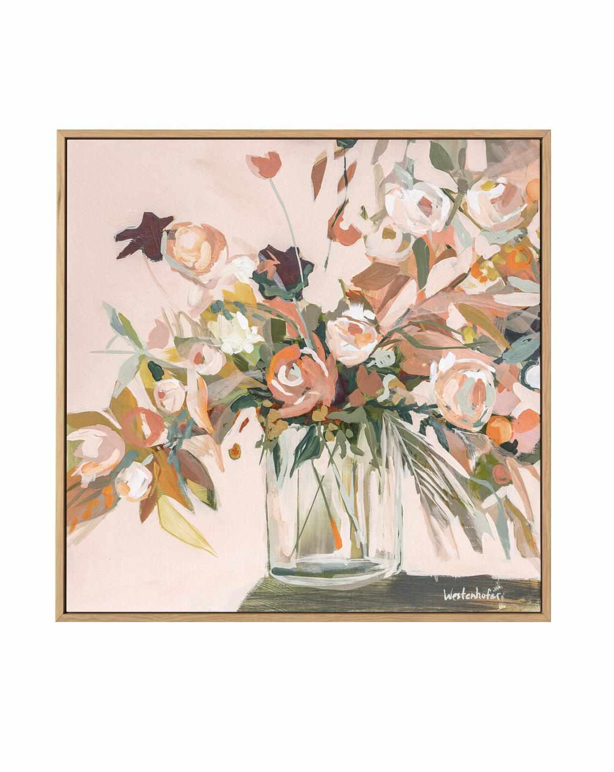 Pink Bouquet by Jenny Westenhofer | Framed Canvas Art Print