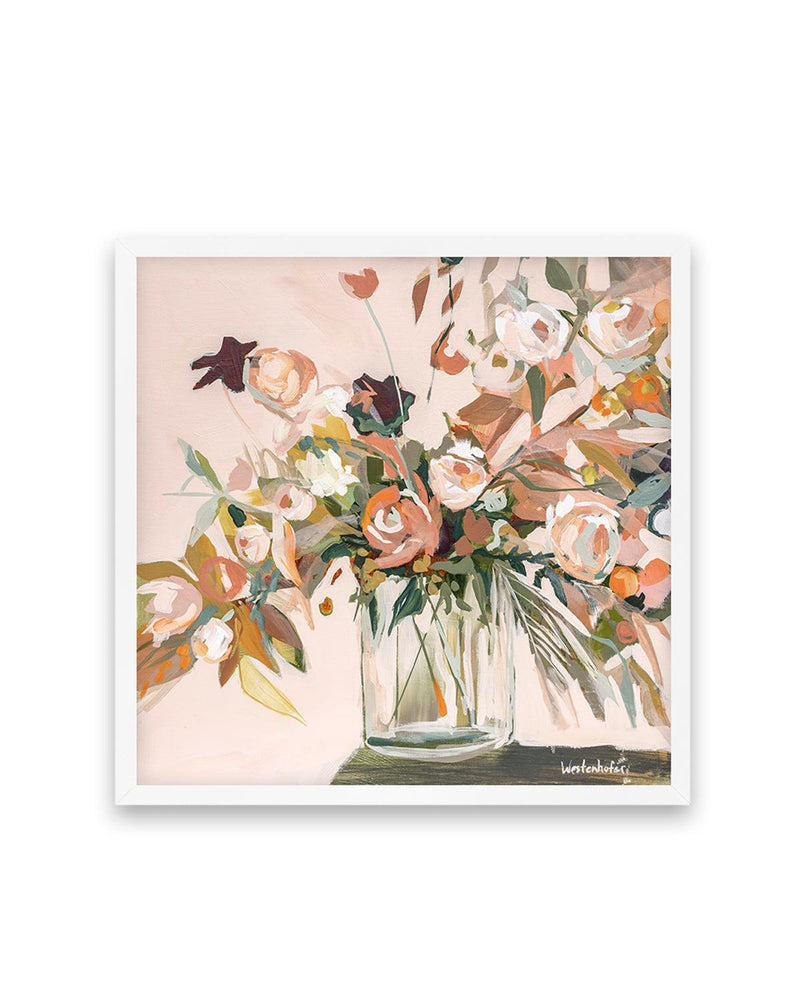 Pink Bouquet by Jenny Westenhofer SQ Art Print-PRINT-Olive et Oriel-Jenny Westenhofer-70x70 cm | 27.5" x 27.5"-White-With White Border-Buy-Australian-Art-Prints-Online-with-Olive-et-Oriel-Your-Artwork-Specialists-Austrailia-Decorate-With-Coastal-Photo-Wall-Art-Prints-From-Our-Beach-House-Artwork-Collection-Fine-Poster-and-Framed-Artwork