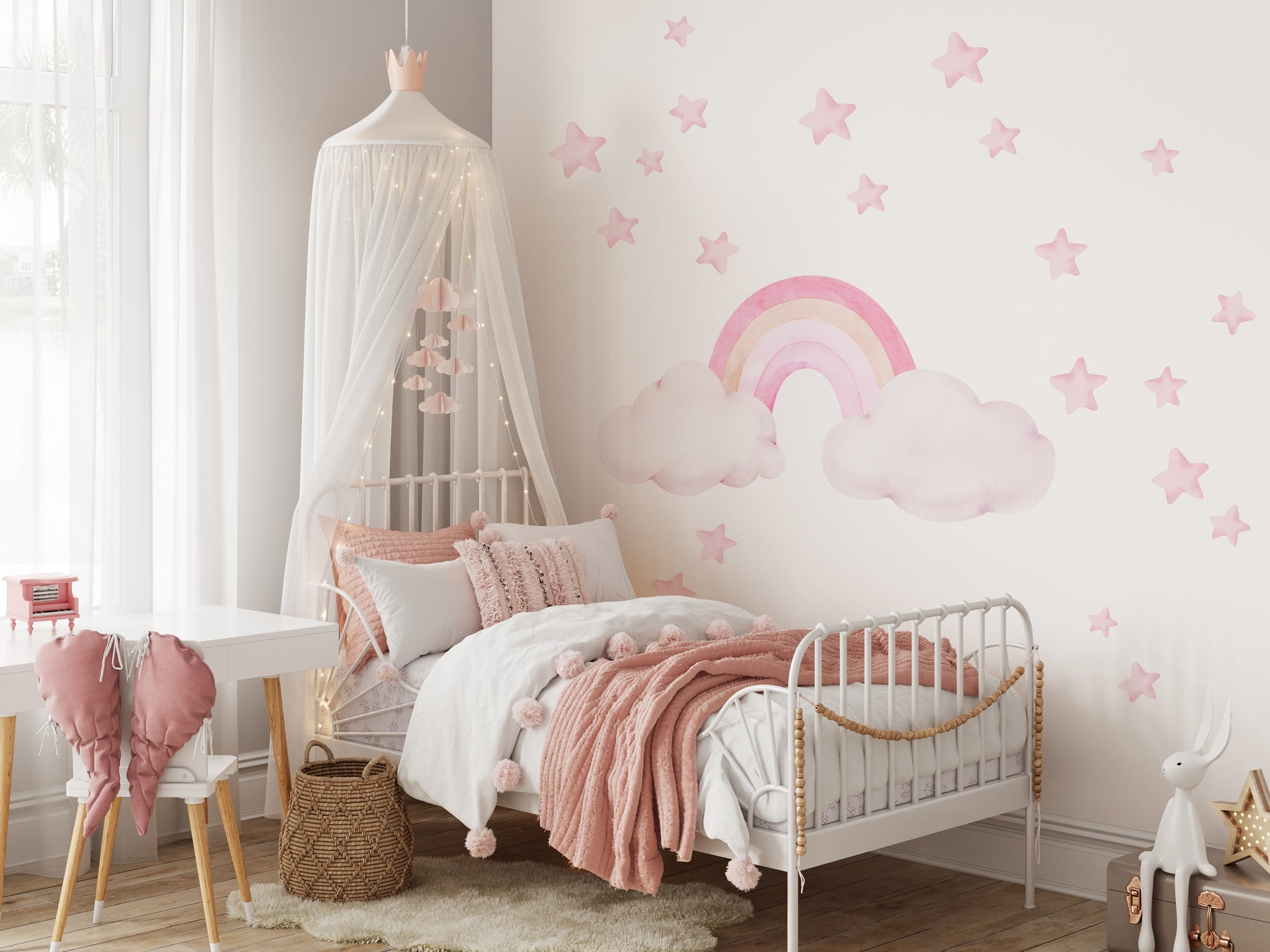 Pink Rainbow & Stars Decal Set