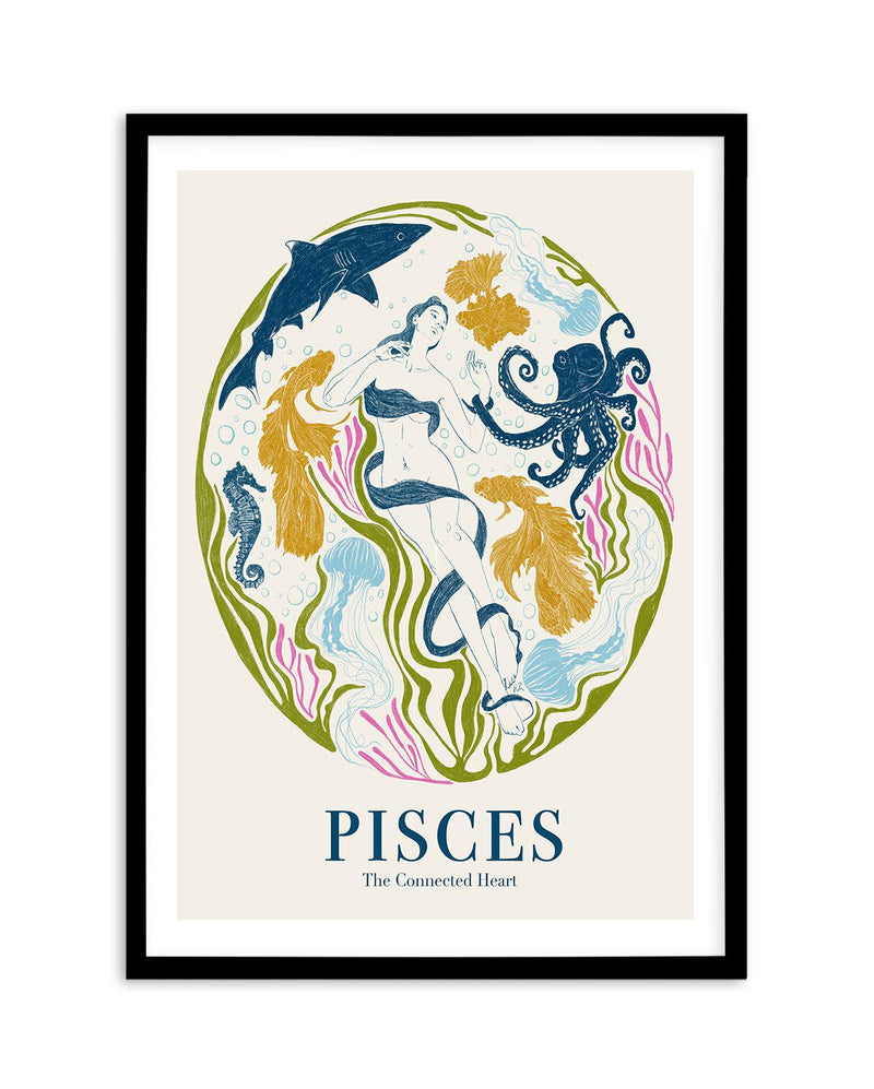 Pisces By Jenny Liz Rome Art Print-PRINT-Olive et Oriel-Olive et Oriel-A5 | 5.8" x 8.3" | 14.8 x 21cm-Black-With White Border-Buy-Australian-Art-Prints-Online-with-Olive-et-Oriel-Your-Artwork-Specialists-Austrailia-Decorate-With-Coastal-Photo-Wall-Art-Prints-From-Our-Beach-House-Artwork-Collection-Fine-Poster-and-Framed-Artwork