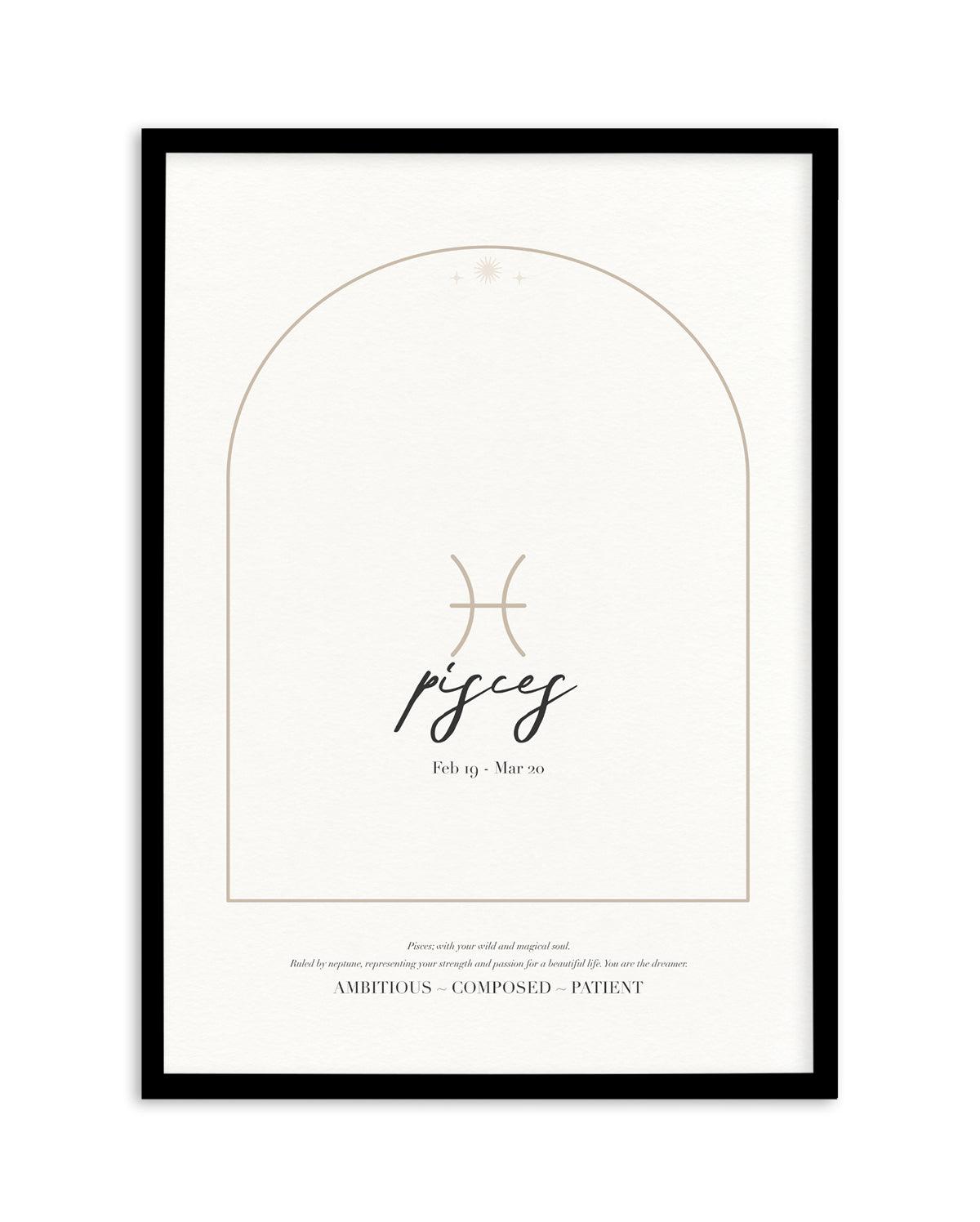 Pisces Star Sign Art Print-PRINT-Olive et Oriel-Olive et Oriel-A4 | 8.3" x 11.7" | 21 x 29.7cm-Black-With White Border-Buy-Australian-Art-Prints-Online-with-Olive-et-Oriel-Your-Artwork-Specialists-Austrailia-Decorate-With-Coastal-Photo-Wall-Art-Prints-From-Our-Beach-House-Artwork-Collection-Fine-Poster-and-Framed-Artwork