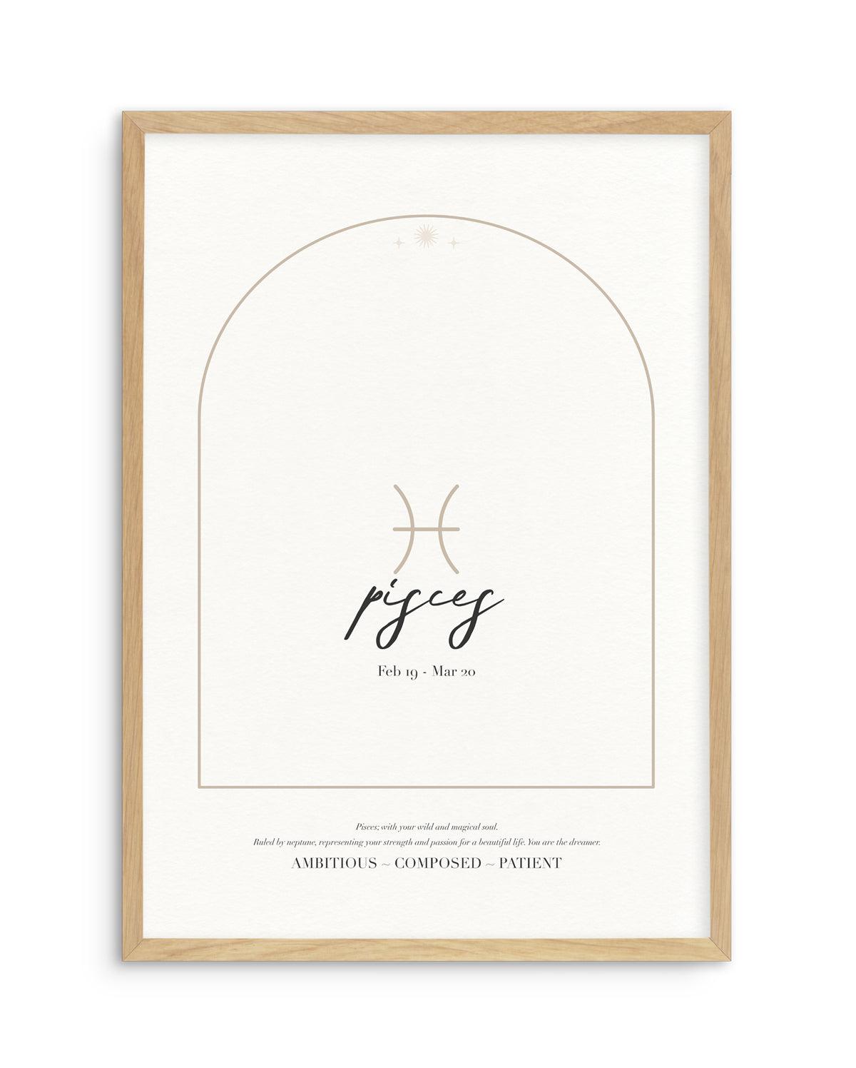 Pisces Star Sign Art Print-PRINT-Olive et Oriel-Olive et Oriel-A4 | 8.3" x 11.7" | 21 x 29.7cm-Oak-With White Border-Buy-Australian-Art-Prints-Online-with-Olive-et-Oriel-Your-Artwork-Specialists-Austrailia-Decorate-With-Coastal-Photo-Wall-Art-Prints-From-Our-Beach-House-Artwork-Collection-Fine-Poster-and-Framed-Artwork