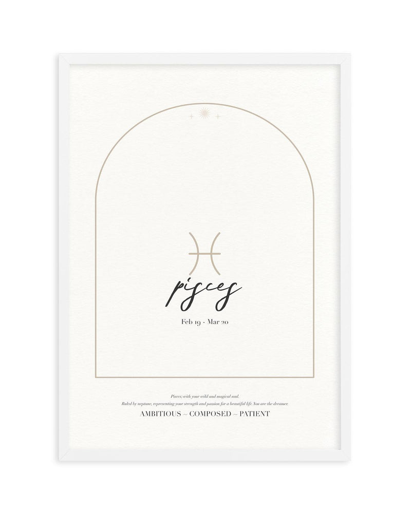 Pisces Star Sign Art Print-PRINT-Olive et Oriel-Olive et Oriel-A4 | 8.3" x 11.7" | 21 x 29.7cm-White-With White Border-Buy-Australian-Art-Prints-Online-with-Olive-et-Oriel-Your-Artwork-Specialists-Austrailia-Decorate-With-Coastal-Photo-Wall-Art-Prints-From-Our-Beach-House-Artwork-Collection-Fine-Poster-and-Framed-Artwork