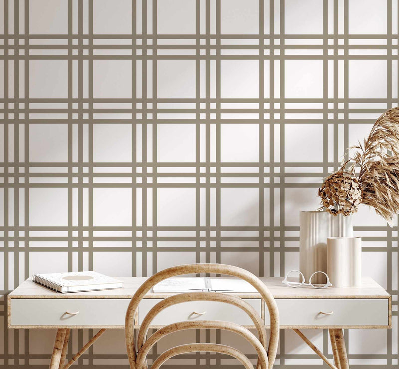 Plaid in Bronze Wallpaper-Wallpaper-Buy-Australian-Removable-Wallpaper-In-Gingham-Wallpaper-Peel-And-Stick-Wallpaper-Online-At-Olive-et-Oriel-Shop-Plaid-&-Check-Style-Wall-Papers-Decorate-Your-Bedroom-Living-Room-Kids-Room-or-Commercial-Interior